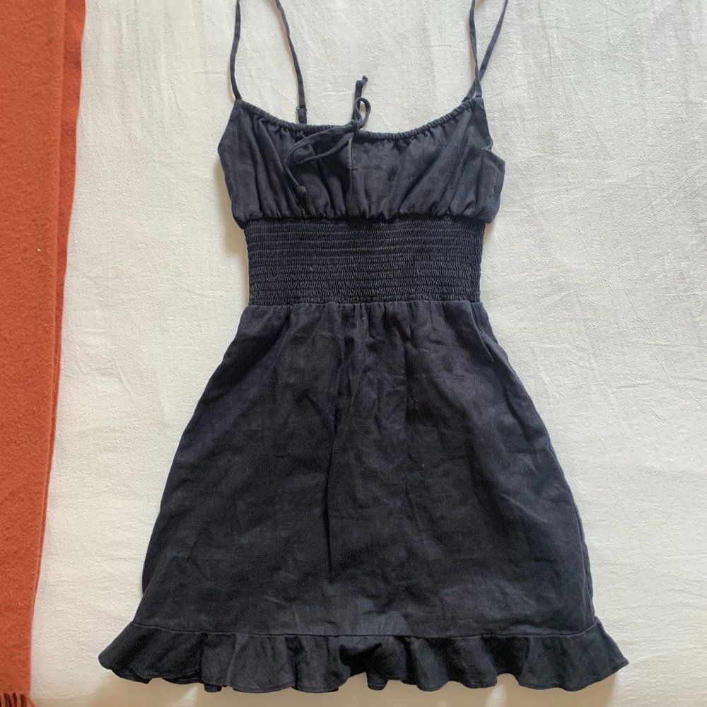 Reformation Linen Mini Dress Black